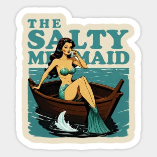 the salty mermaid - retro Sticker